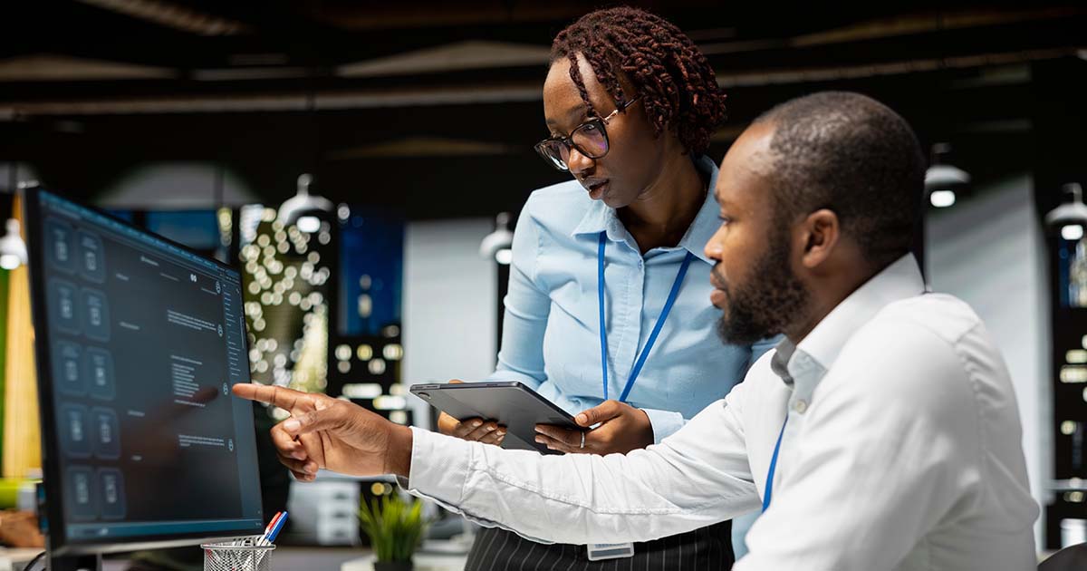 working together at a computer